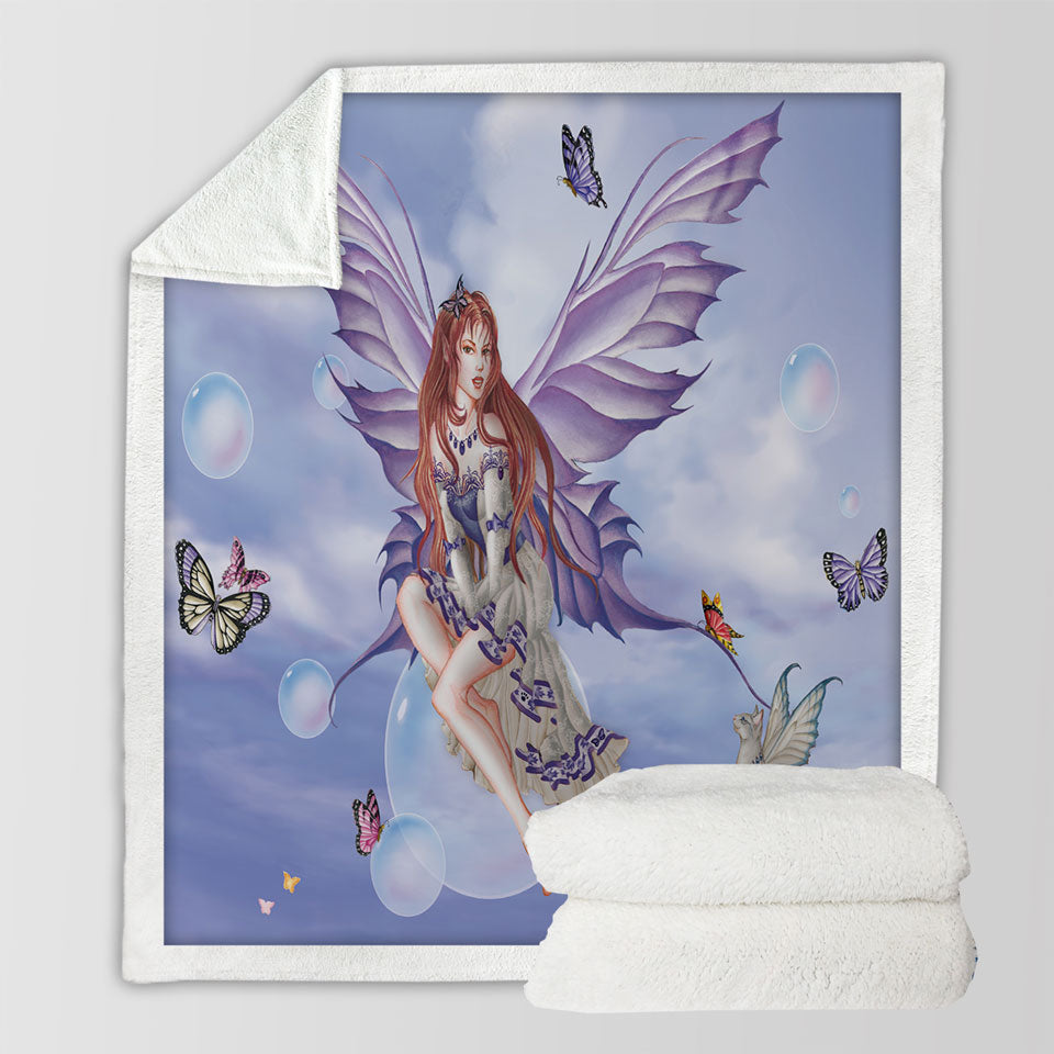 products/Purplelace-and-Butterflies-Beautiful-Elf-Fairy-Throw-Blanket