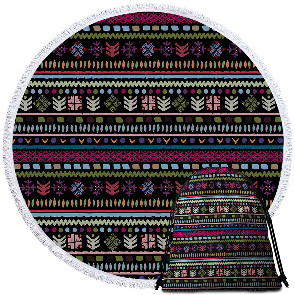 Purplish African Round Beach Towel Design
