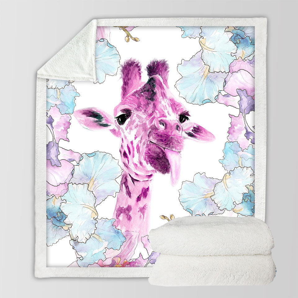 Purplish Art Painting Giraffe Throws