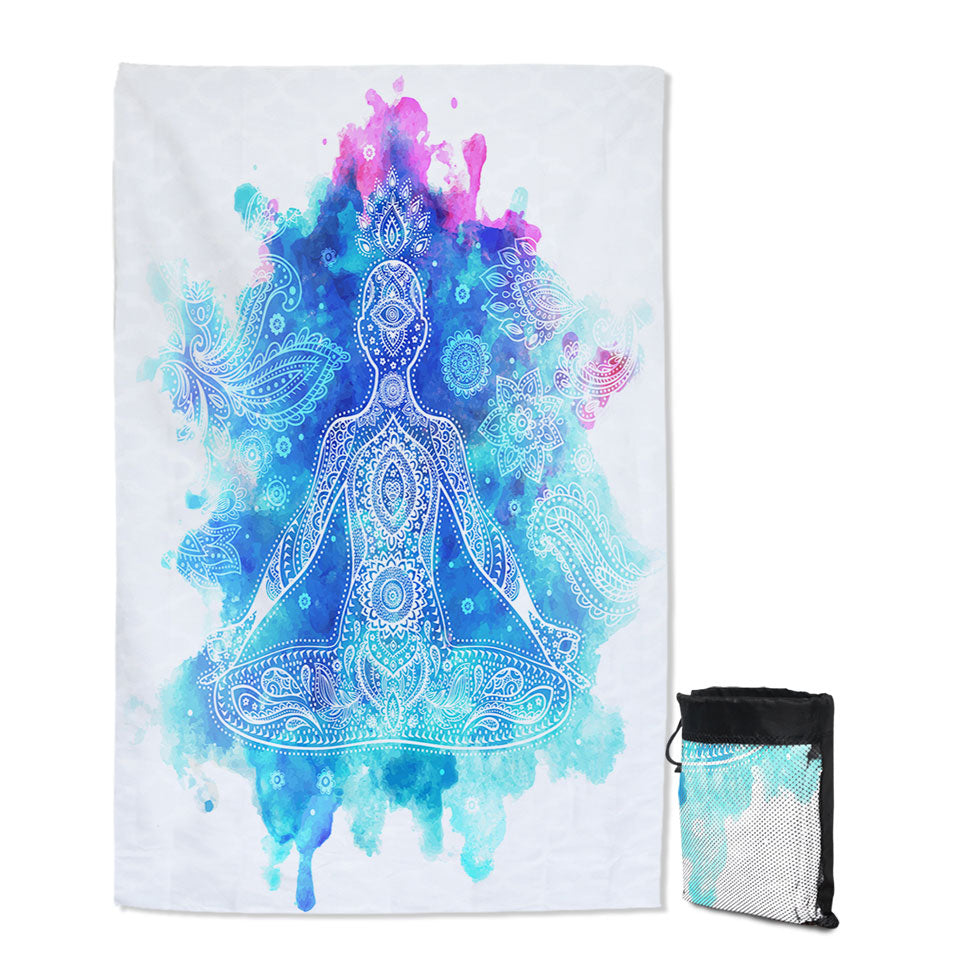 Purplish Blue Oriental Buddha Big Beach Towels