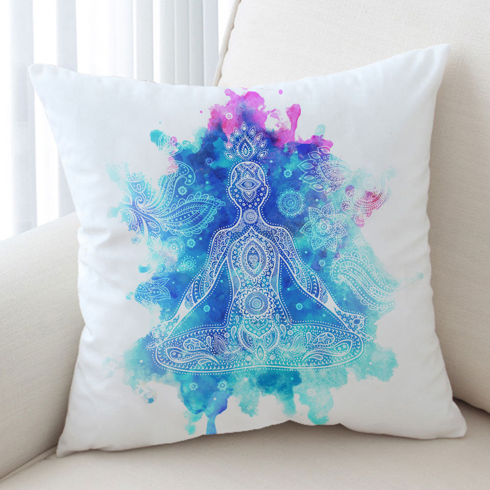 Purplish Blue Oriental Buddha Cushion Covers