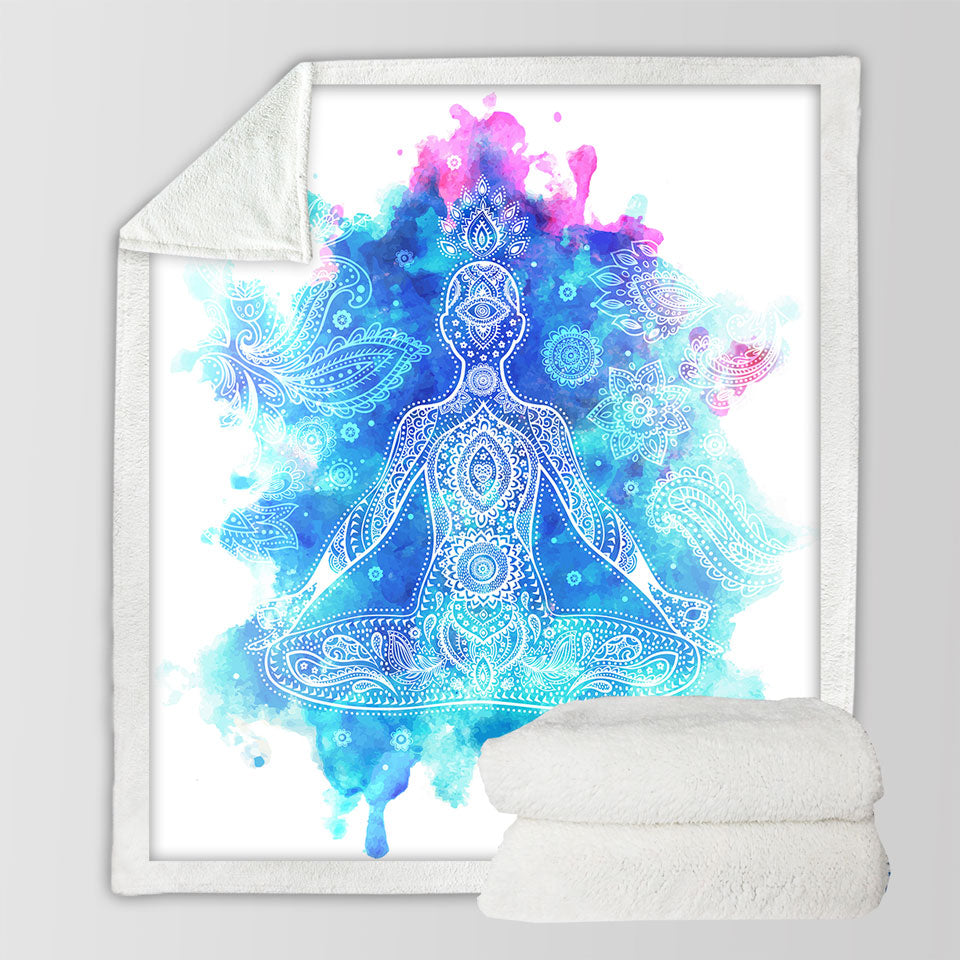Purplish Blue Oriental Buddha Lightweight Blankets
