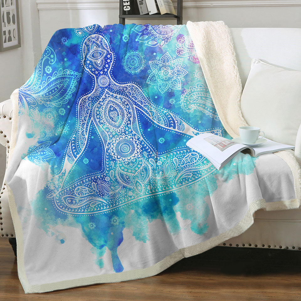 Purplish Blue Oriental Buddha Unique Throws