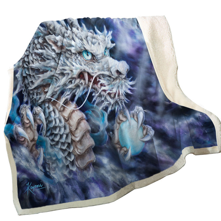 Purplish Fantasy Art Silver Dragon Lightweight Blankets