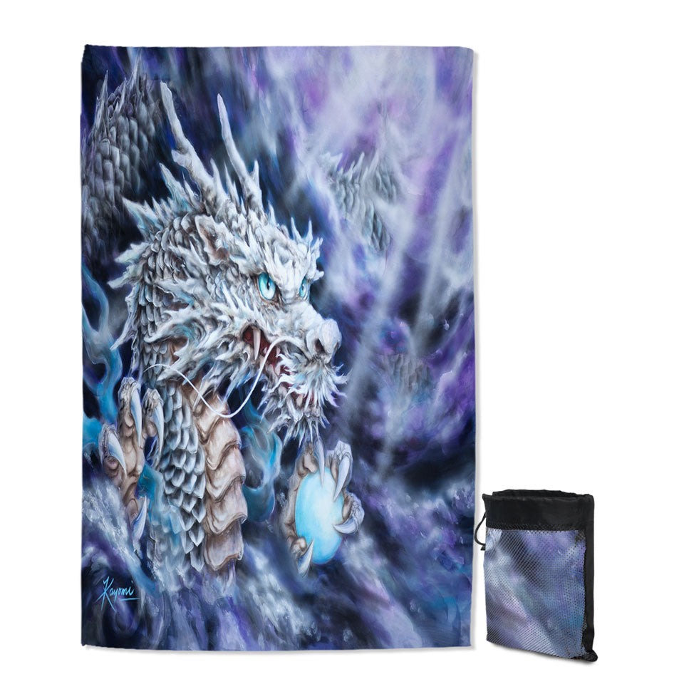 Purplish Fantasy Art Silver Dragon Quick Dry Towel for Travel