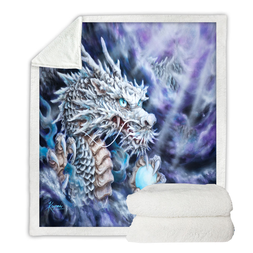 Purplish Fantasy Art Silver Dragon Throws