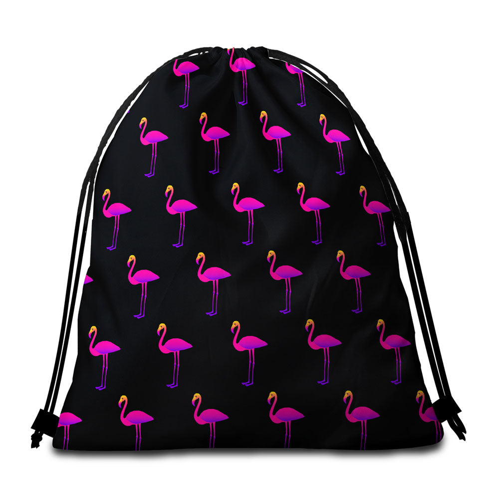 Purplish Flamingo Beach Towel Bags