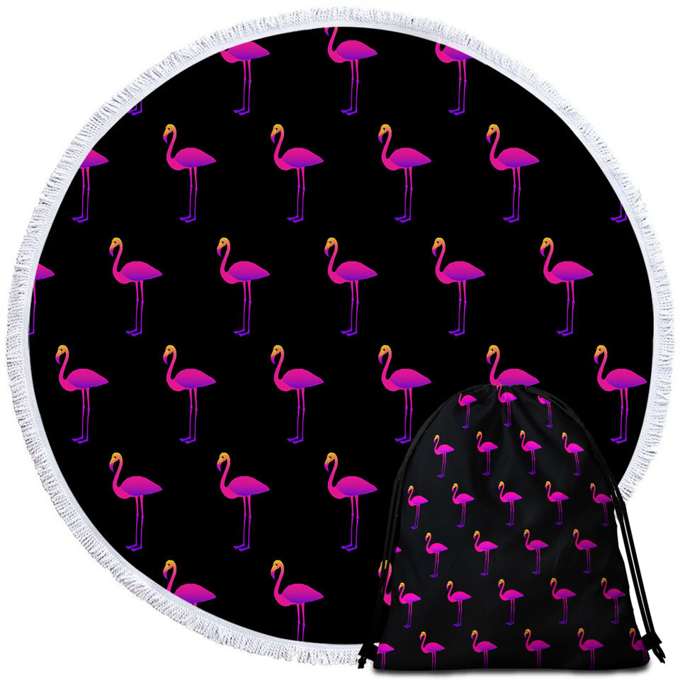 Purplish Flamingo Round Towel