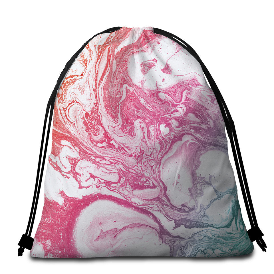 Purplish Marble Beach bags and Towels