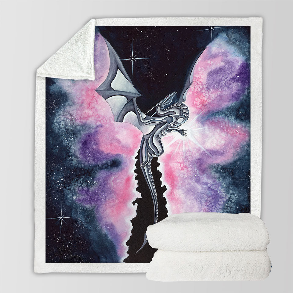products/Purplish-Space-Throw-Blankets-with-Dragon-Flying-through-the-Cosmos