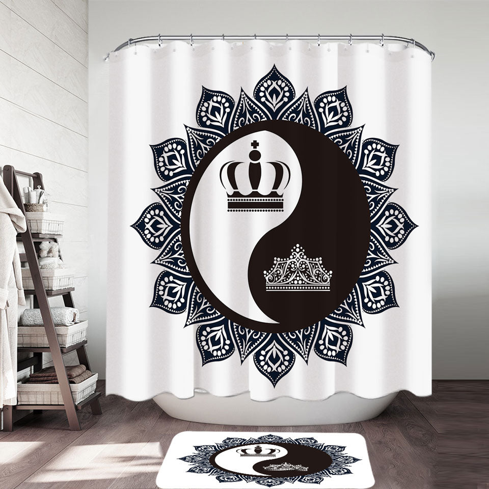 Queen and King Yin and Yang Couples Shower Curtain