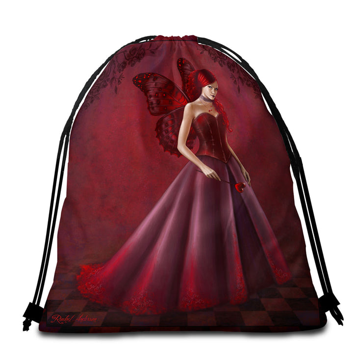 Queen of Hearts Red Art Beautiful Woman Beach Bags and Towels