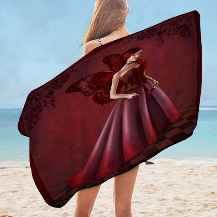 Queen of Hearts Red Art Beautiful Woman Pool Towels