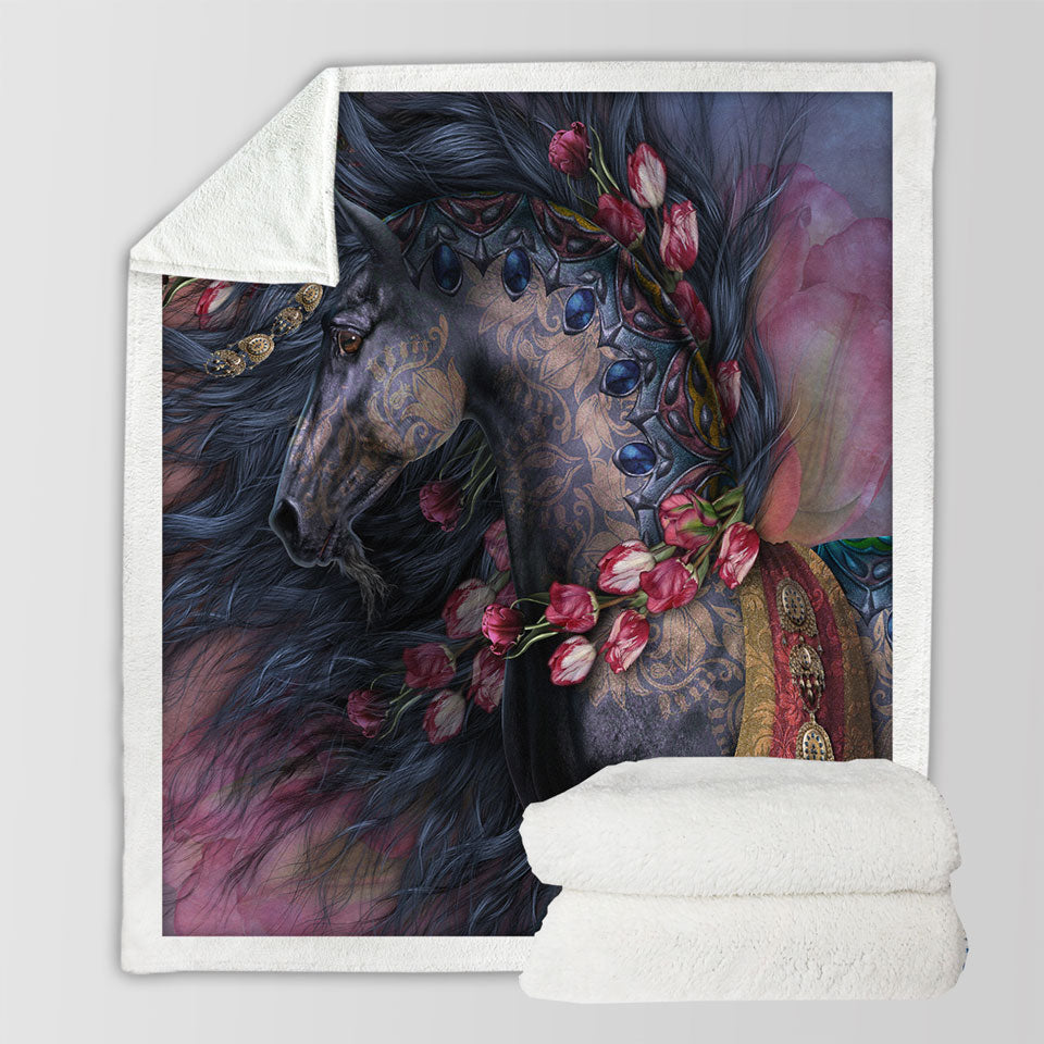 products/Raaf-Black-Oriental-Unicorn-and-Roses-Fleece-Blankets