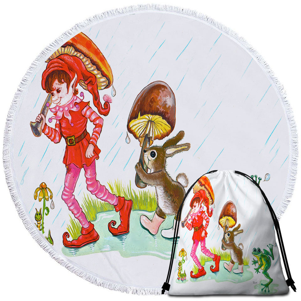 Rain Parade Cute Fairy Tale Painting Travel Beach Towel for Kids