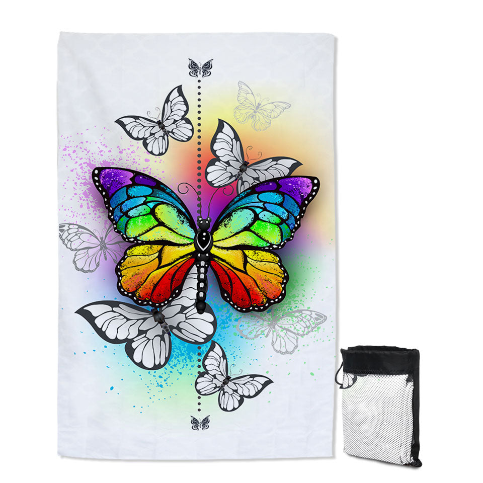 Rainbow Butterflies Beach Towels