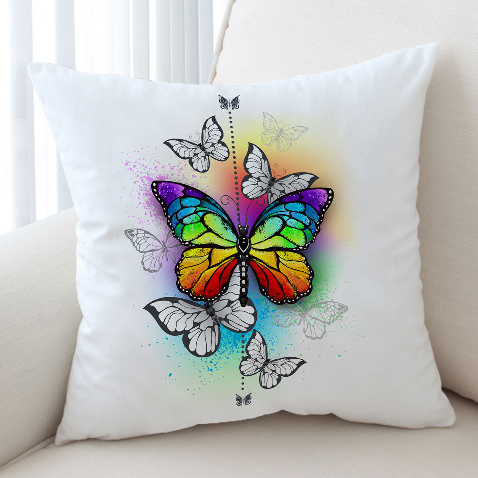 Rainbow Butterflies Sofa Pillows