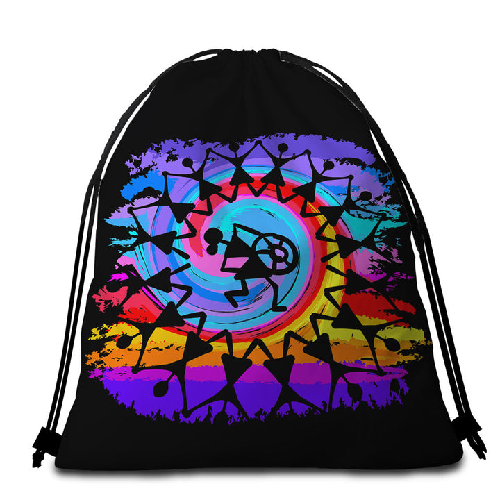 Rainbow Colored Beach Towel Bags Peace Dance