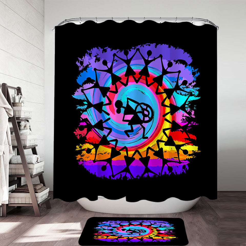 Rainbow Colored Shower Curtain Peace Dance