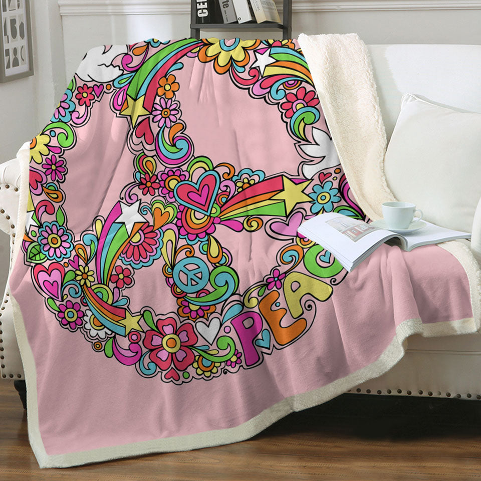 Rainbow Colors Couch Throws Peace