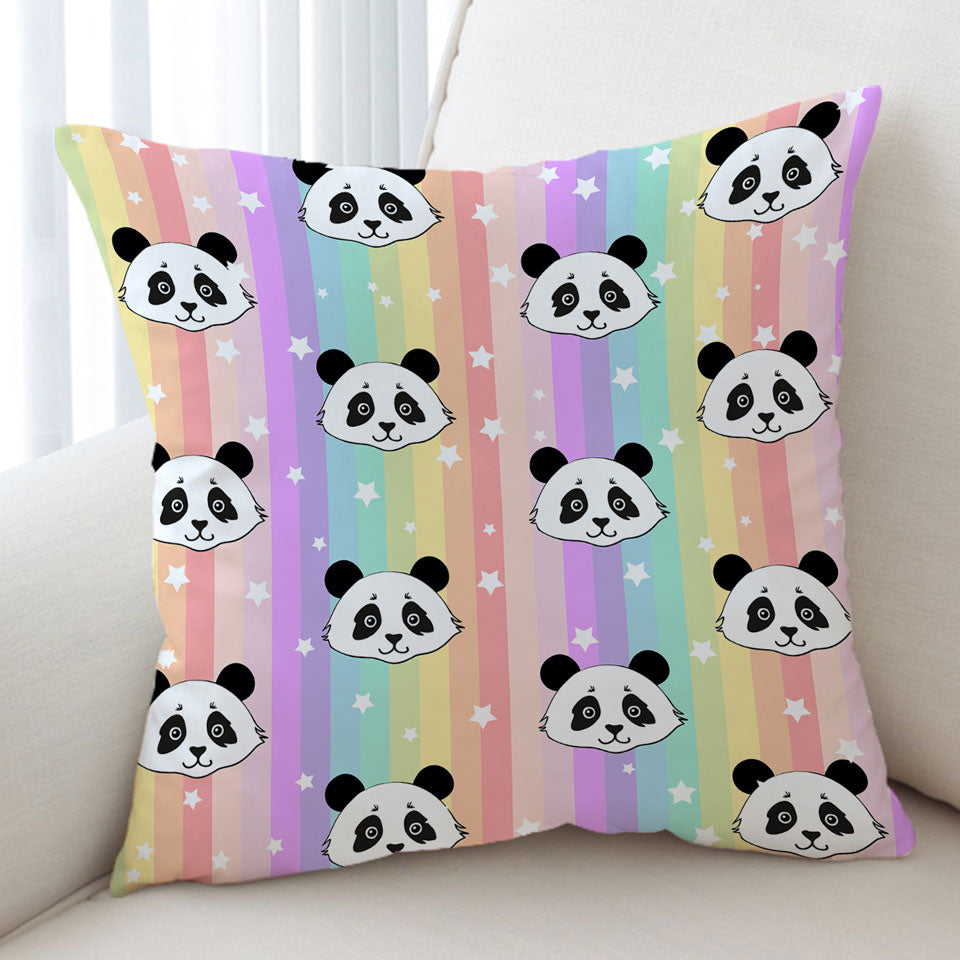 Rainbow Pandas Colorful Cushions