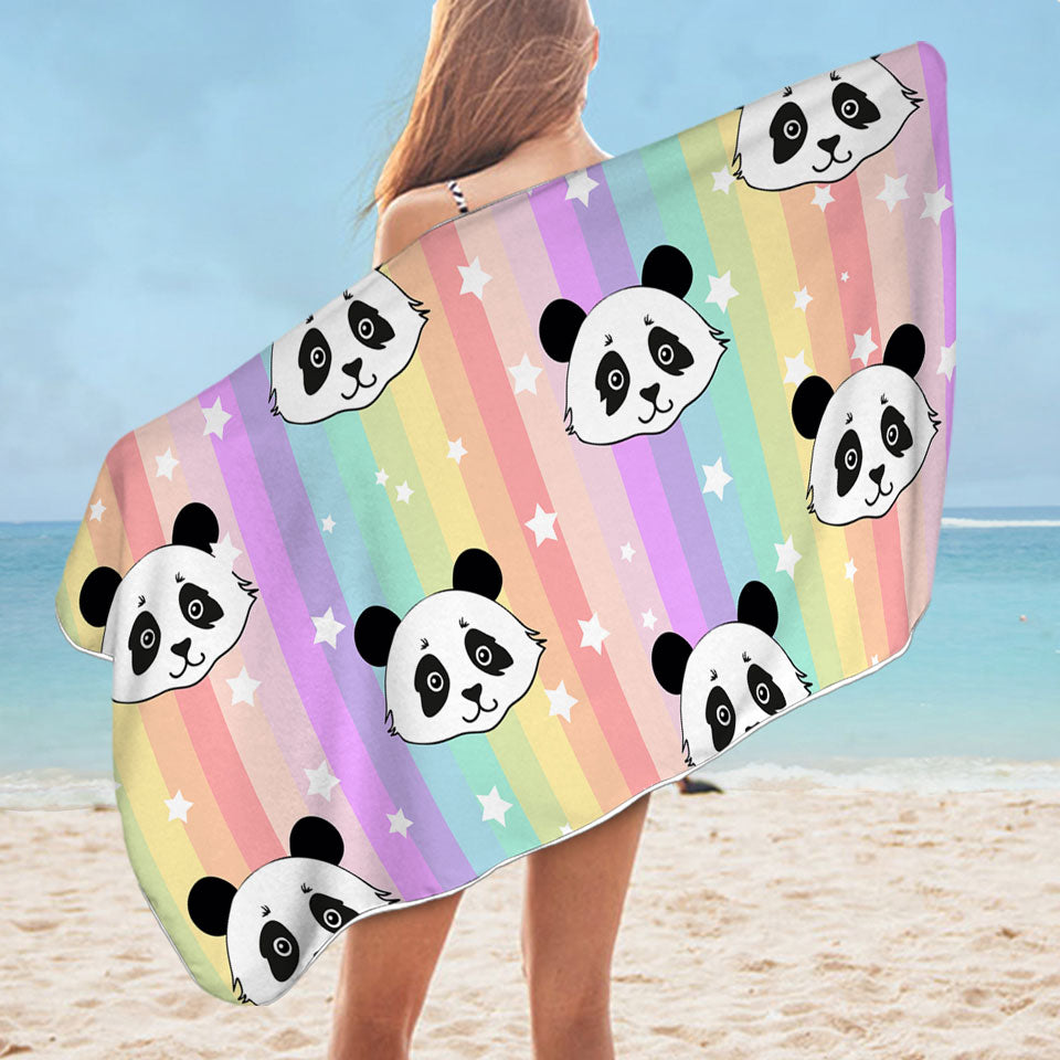Rainbow Pandas Colorful Swims Towel