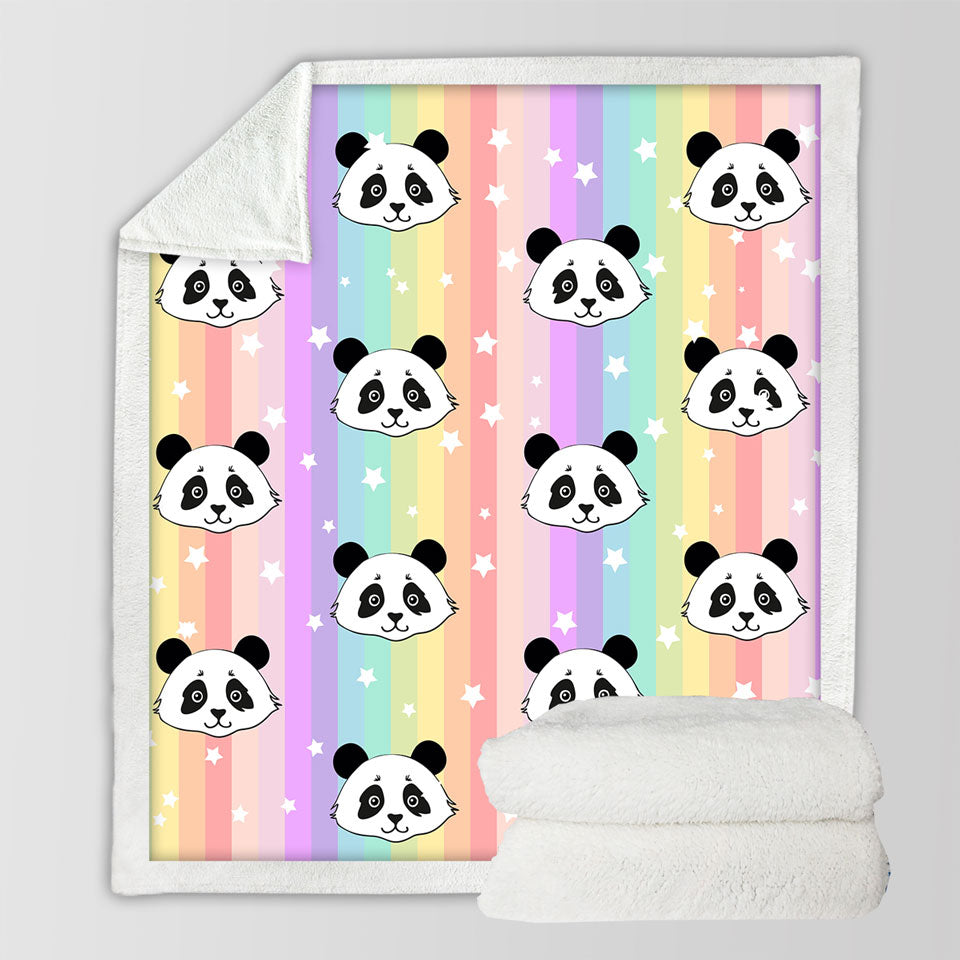 Rainbow Pandas Sherpa Blankets