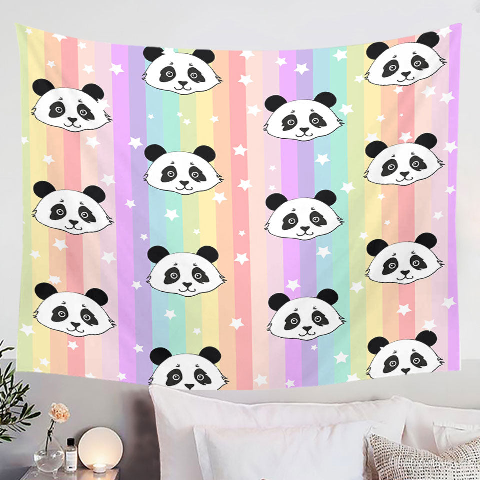 Rainbow Pandas Tapestries