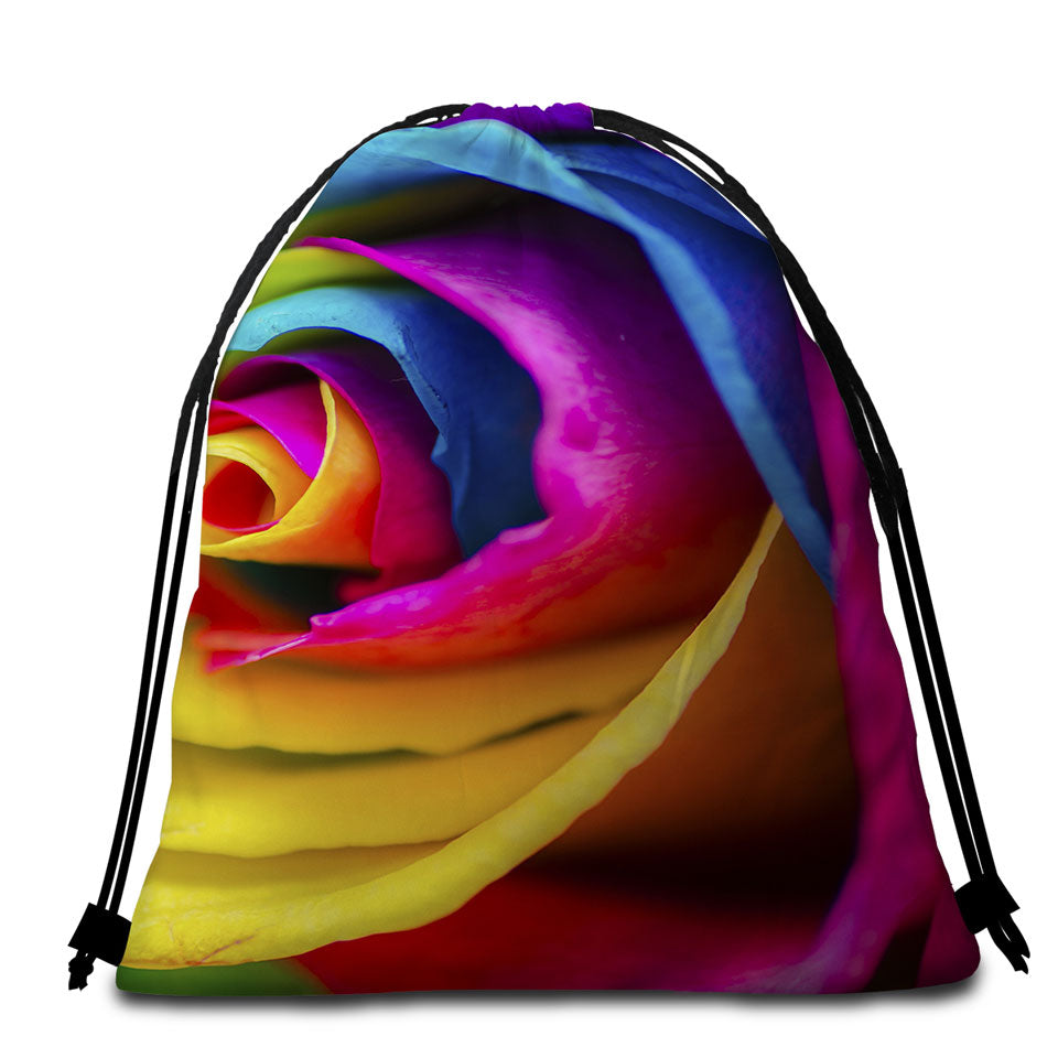 Rainbow Rose Beach Towels and Bags Set