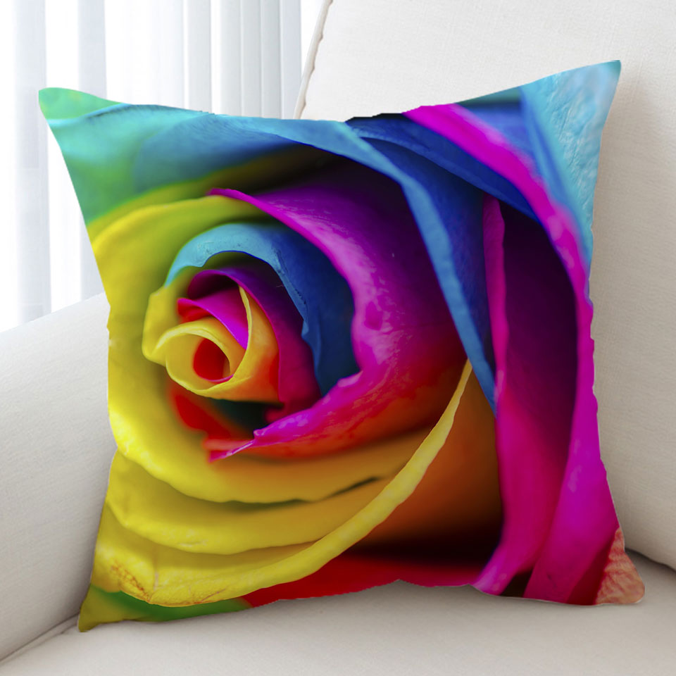 Rainbow Rose Cushion Cover