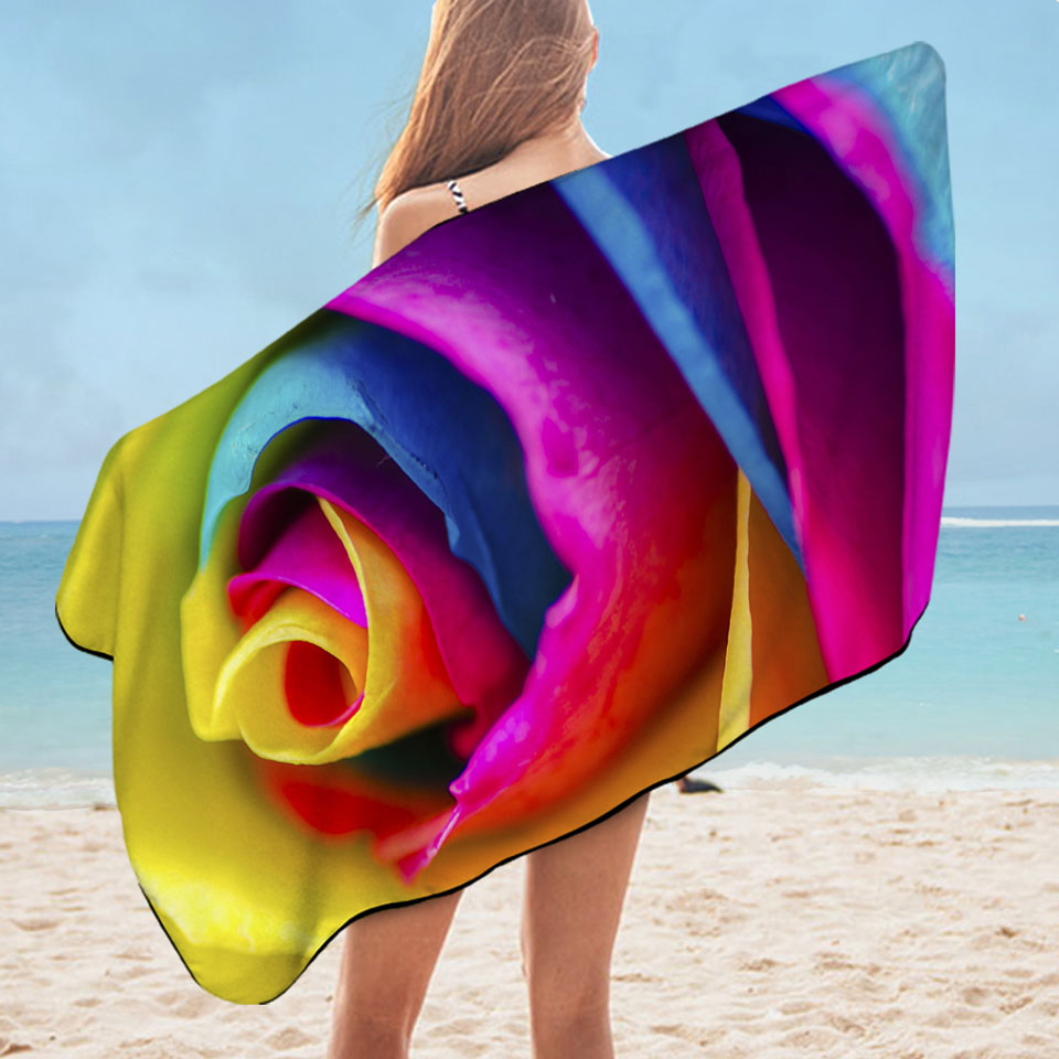 Rainbow Rose Microfibre Beach Towels