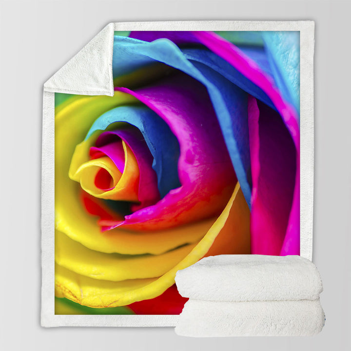 Rainbow Rose Sherpa Blanket