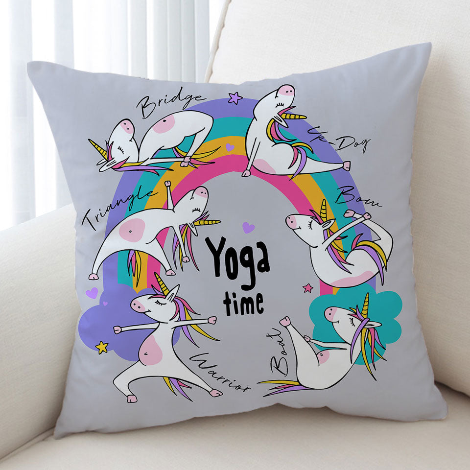 Rainbow Yoga Time Unicorn Cushion Cover
