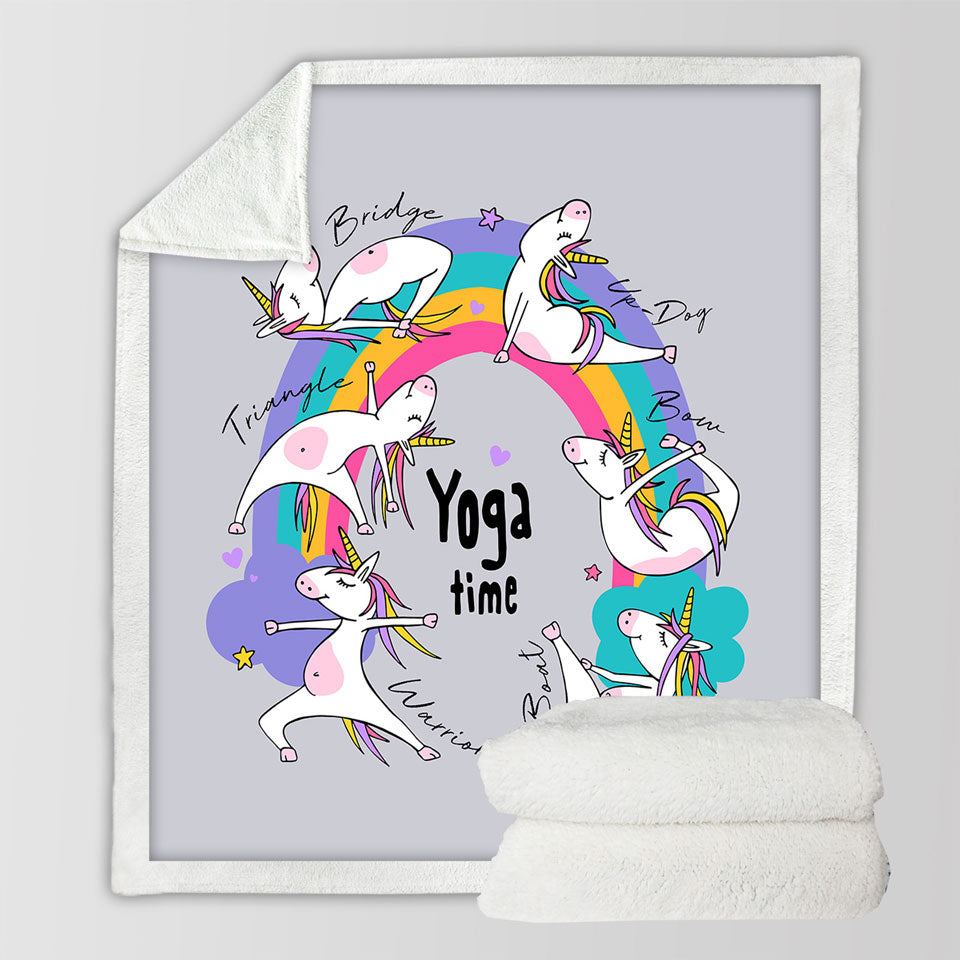 Rainbow Yoga Time Unicorn Sherpa Blanket