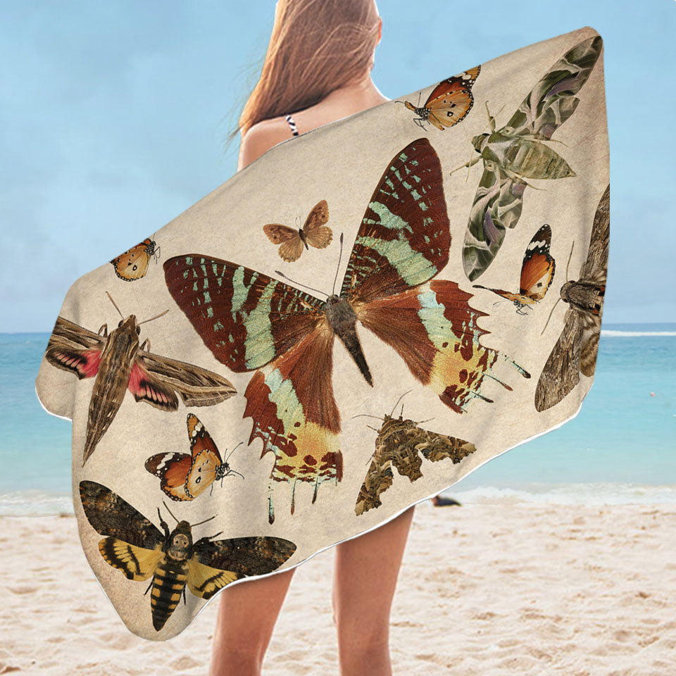 Realistic Butterflies Quick Dry Beach Towel
