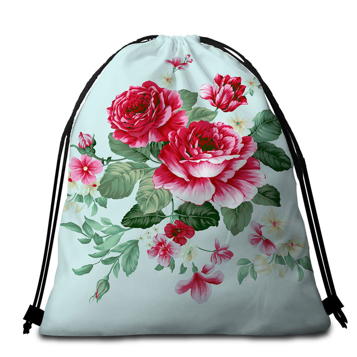 Red Flowers Beach Bags and Towels