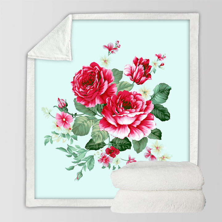 Red Flowers Nice Throw Blanket for Decor