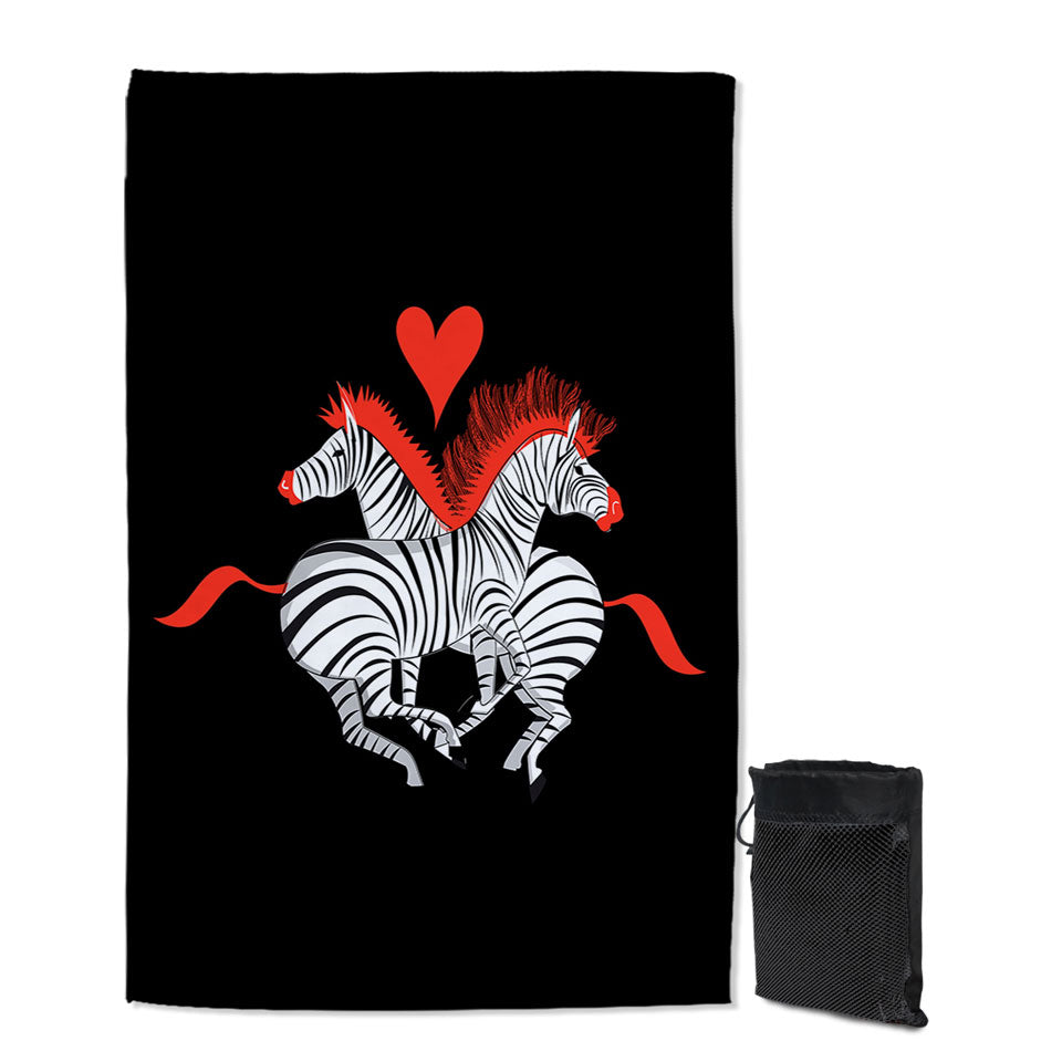 Red Haired Zebras in Love Quick Dry Beach Towel