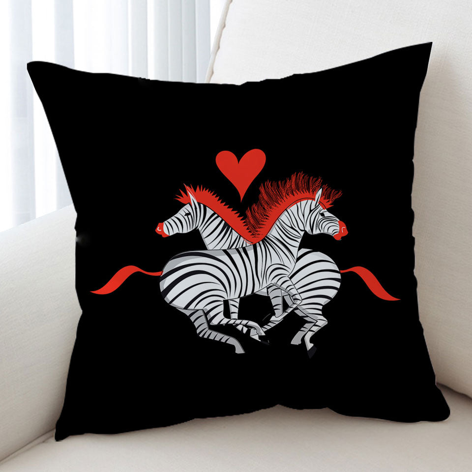 Red Haired Zebras in Love Sofa Pillows