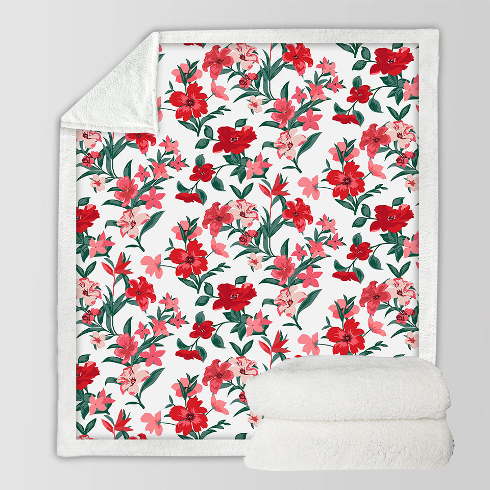 Red Hibiscus Fleece Blankets