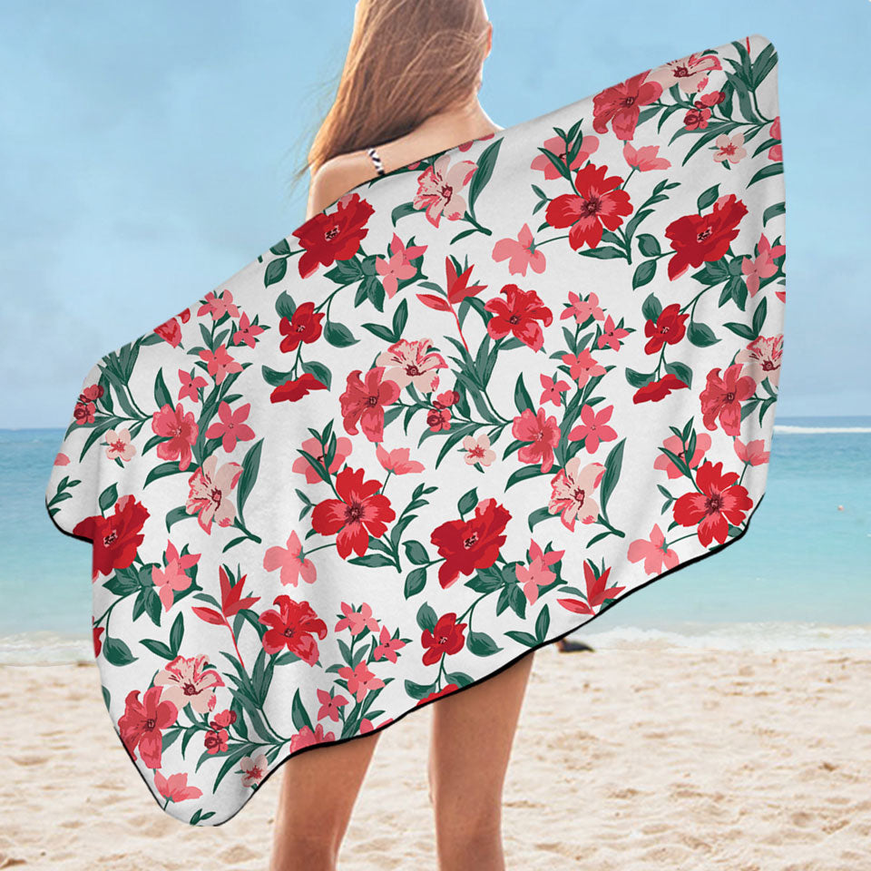 Red Hibiscus Microfibre Beach Towels