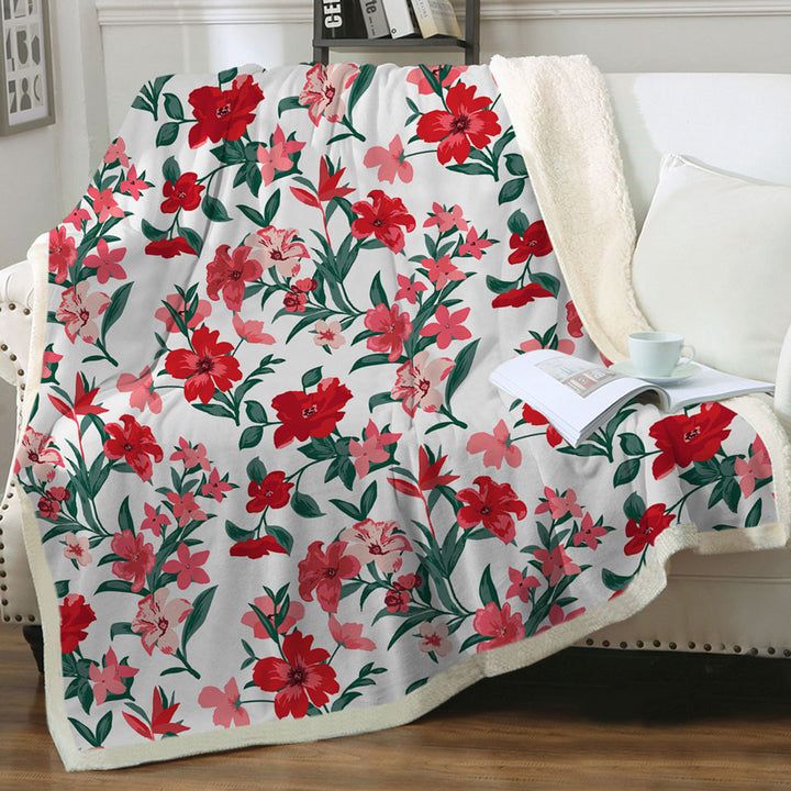Red Hibiscus Throw Blanket