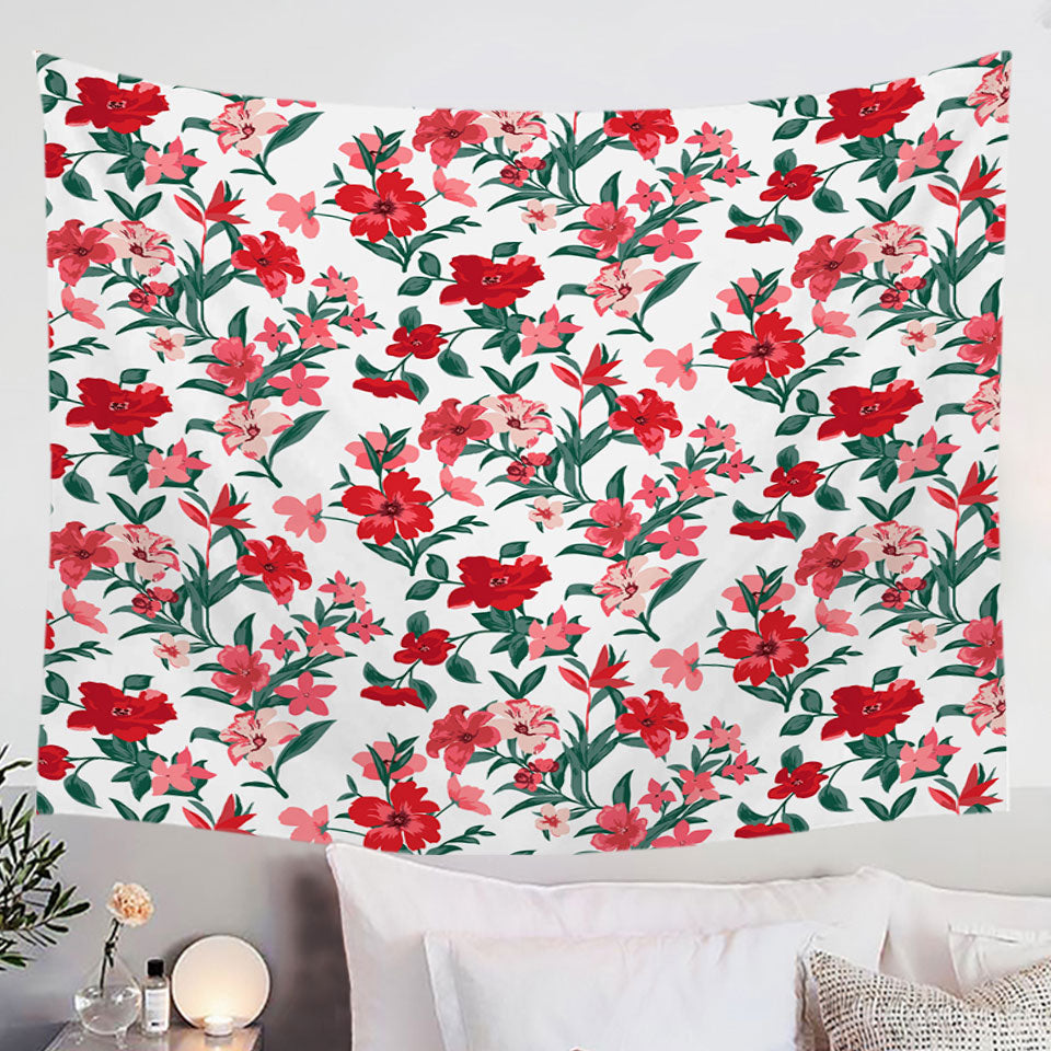 Red Hibiscus Wall Decor Tapestry