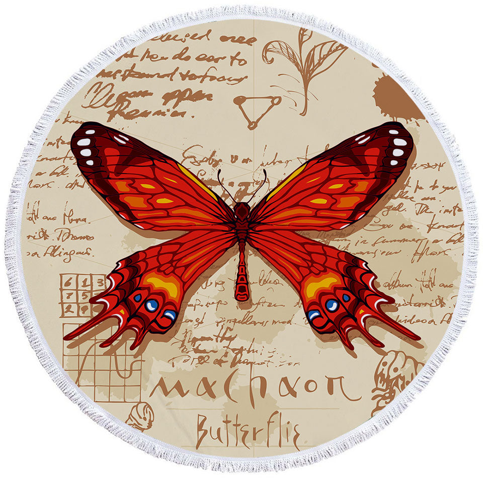 Red Machaon Butterfly Big Beach Towels