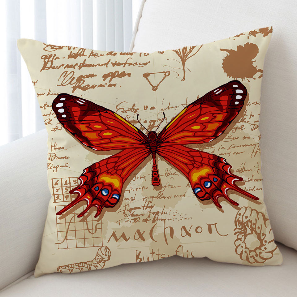 Red Machaon Butterfly Cushion Cover