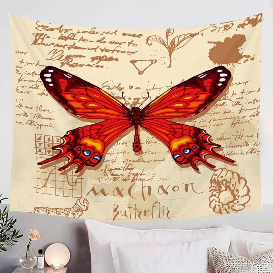 Red Machaon Butterfly Wall Tapestry