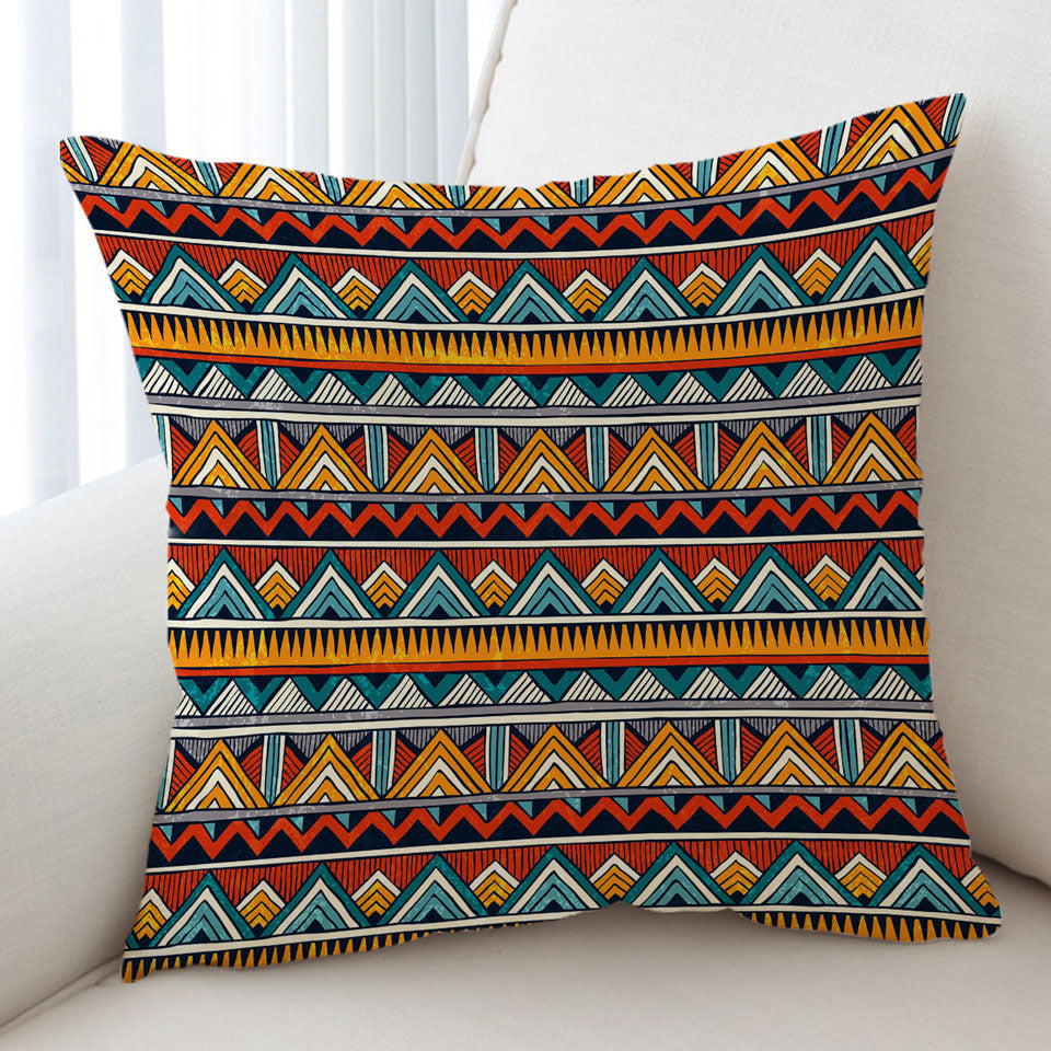 Red Orange Teal African Design Cushions for Decor