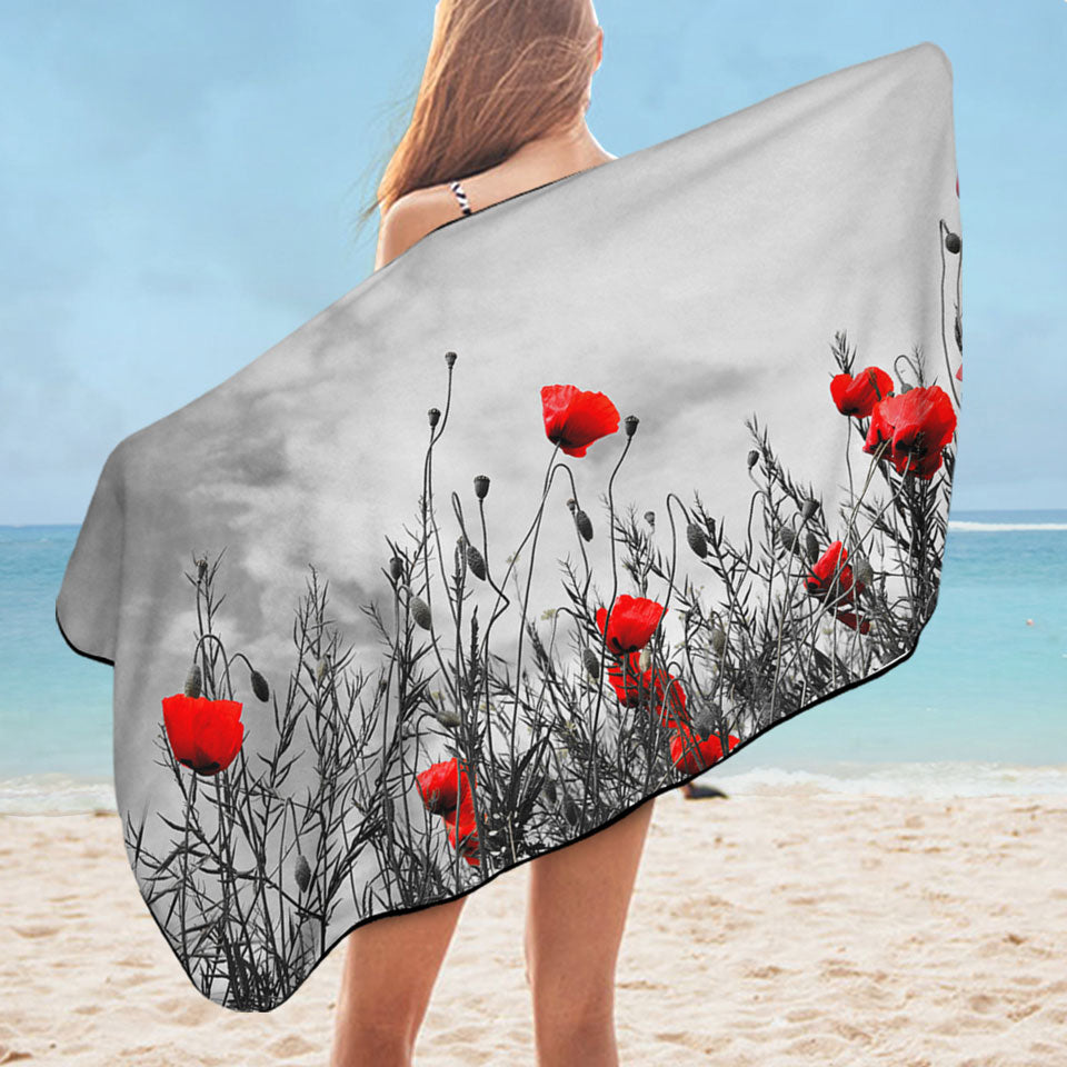 Red Poppies Beach Towels On Sale