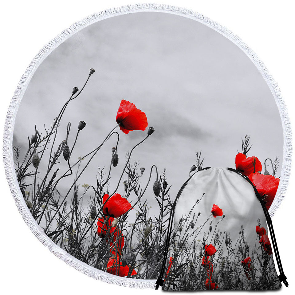 Red Poppies Beach Towels and Bags Set