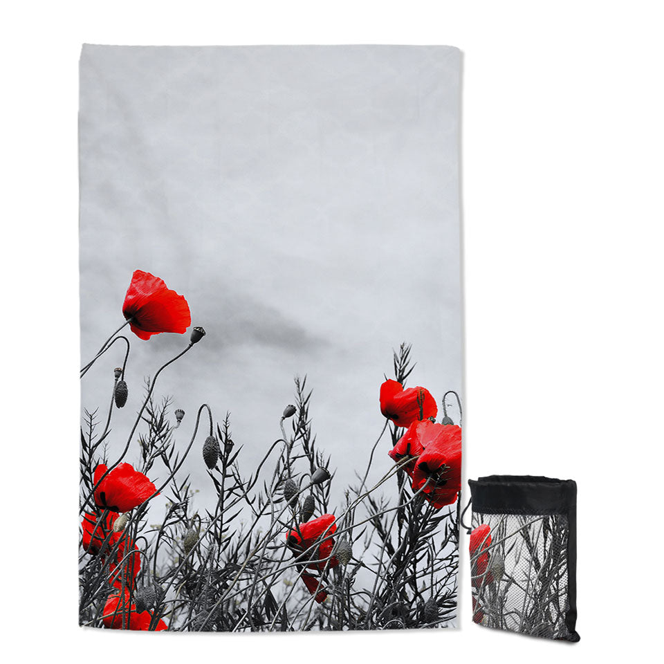 Red Poppies Thin Beach Towels